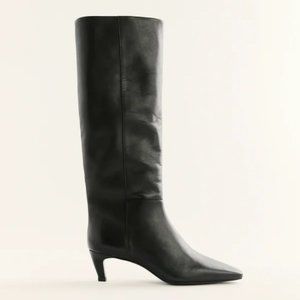Reformation Remy Knee Boot in Black Leather Size 7.5